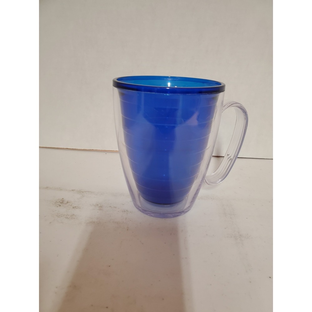 blue Tervis 16 oz insulated mug No Lid